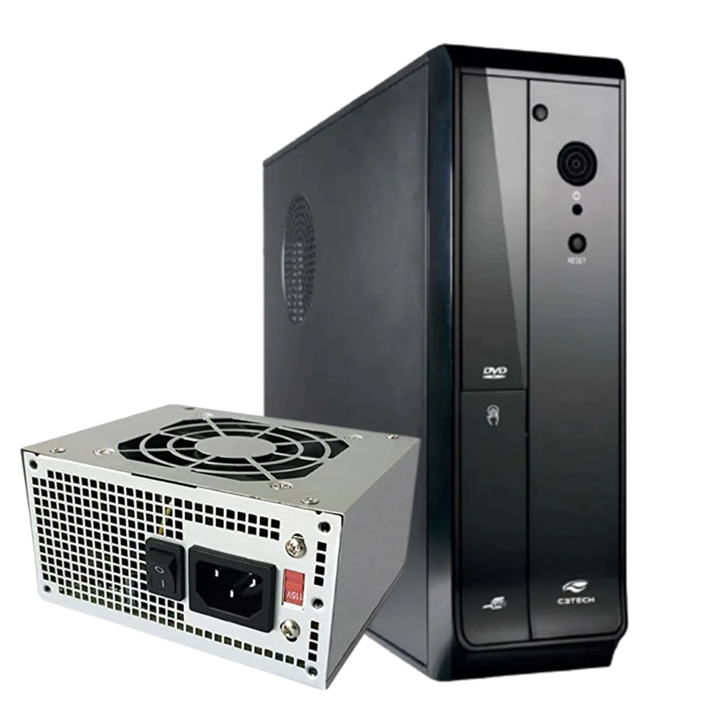 Gabinete Desktop Slim com Fonte Sfx 200w Bivolt Usb Áudio HD Preto