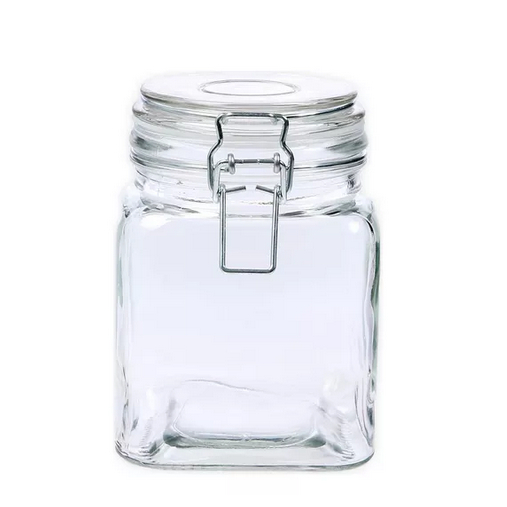 Pote De Vidro Quadrado C/ Trava Sofistic - Le Bianco 910ml