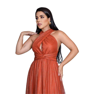 Vestido Varias Formas de tule com brilho para madrinhas
