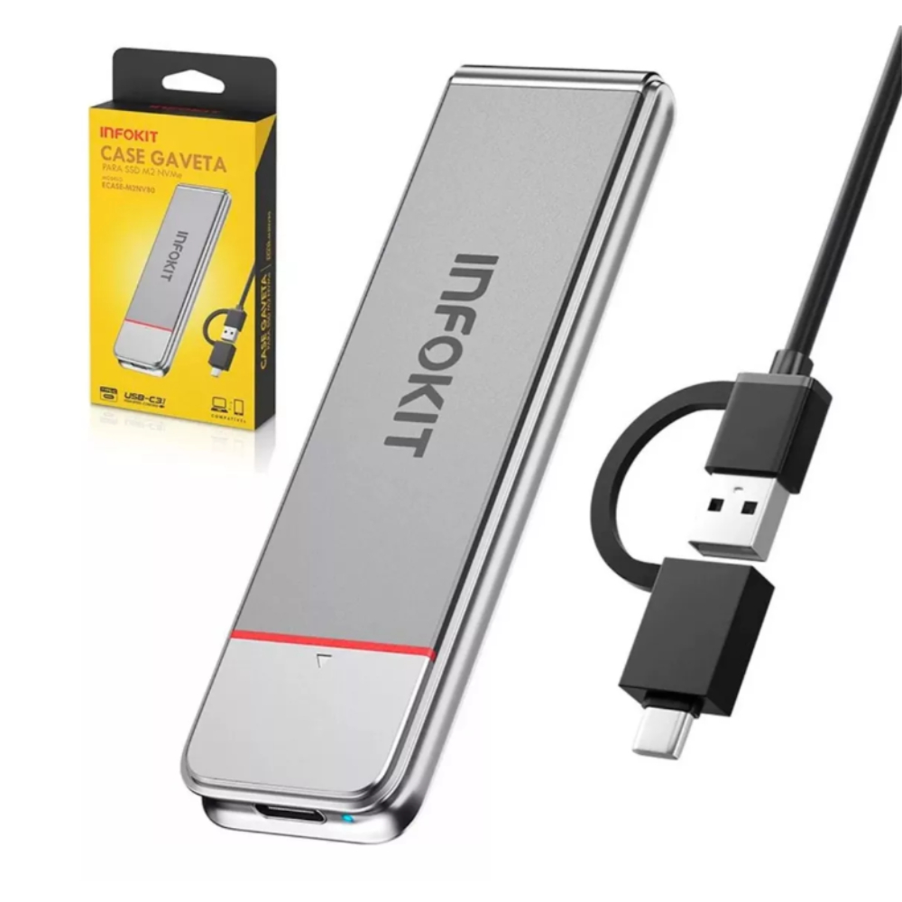 Case Ssd M2 Nvme Tipo C Usb 3.1 Dissipador 300mbps 5gbps