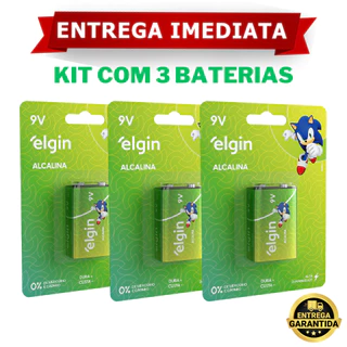 Pilha Bateria 9v Alcalina Elgin 1 Cartela com 1 Serve Para Brinquedo Radio Sensor Violão - Original Elgin