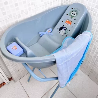 Conjunto Banho Do Bebê Banheira Suporte Para Banheira,Toalha Felpuda Dupla Com Touca, Pente, Escova e Saboneteira