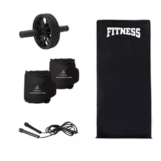 Colchonete de Academia Caneleira com Peso 2Kg Roda Abdominal com Corda de Pular Treino Funcional Treine em Casa Envio Rápido