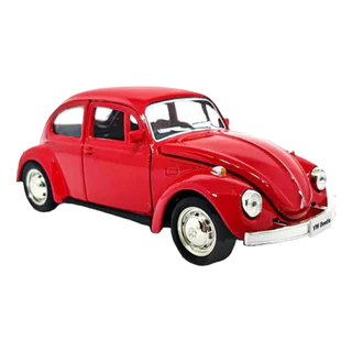 Carrinho De Ferro Fusca Clássico 1/32 Miniatura Coleção Vermelho Colecionável