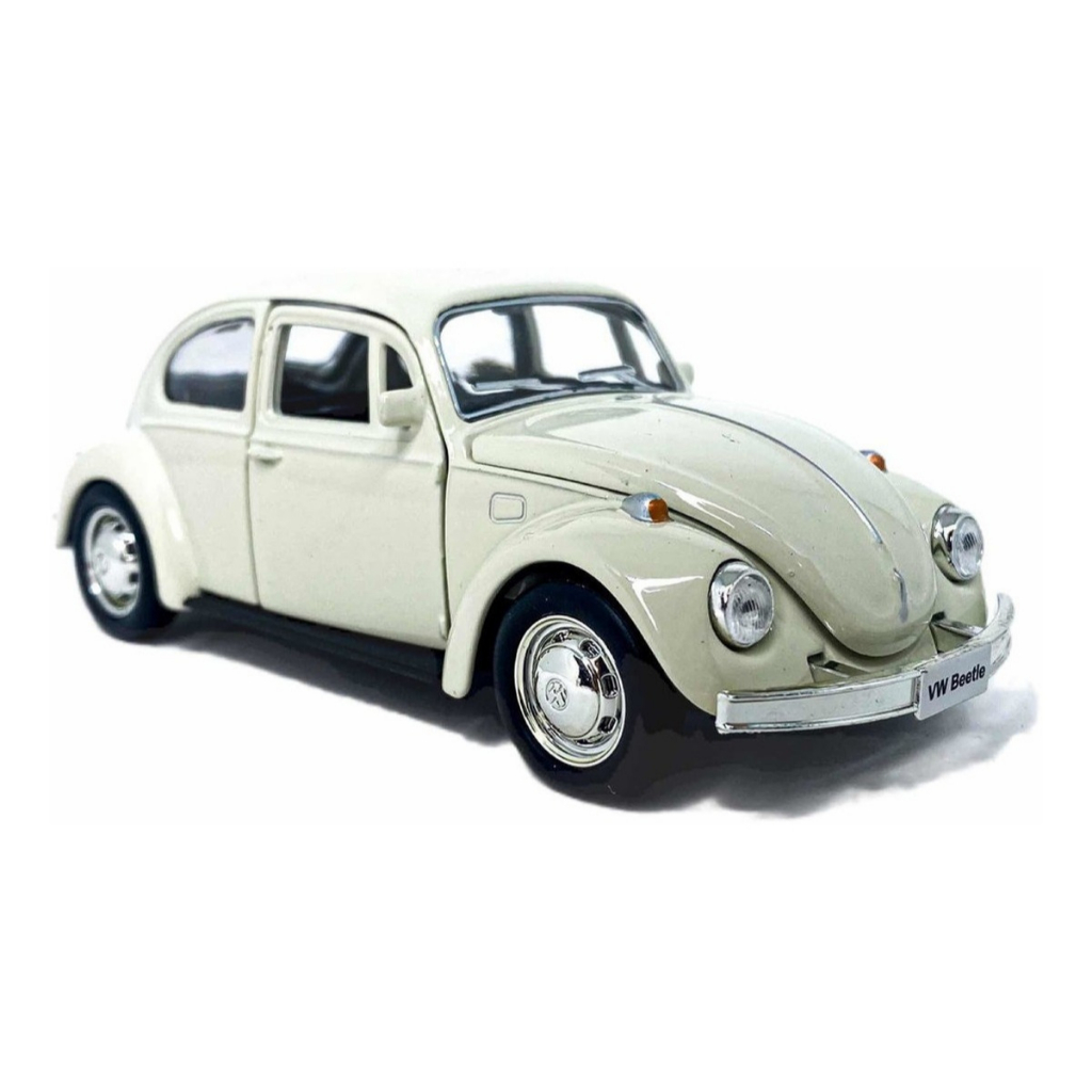 Carrinho De Ferro Fusca Clássico 1/32 Miniatura Coleção Branco Colecionável