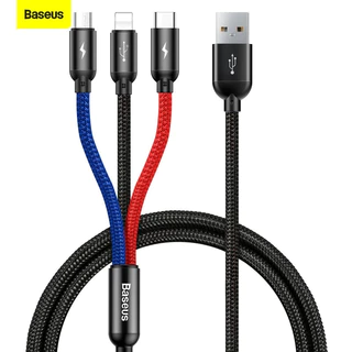 Cabo 3x1 30cm BASEUS ultra portatil com 3 plugs mais populares para todos celulares