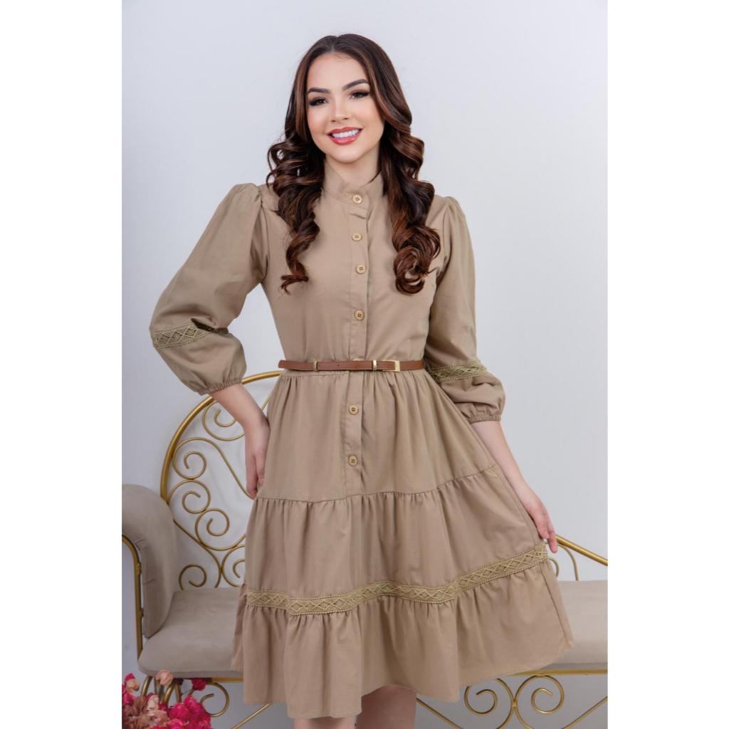 Vestido Midi Moda Evangélica Viscolinho Lucy