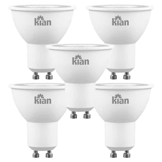 Kit 5 Lâmpadas Led MR16 Base GU10 6,5W Branca Quente - Bivolt