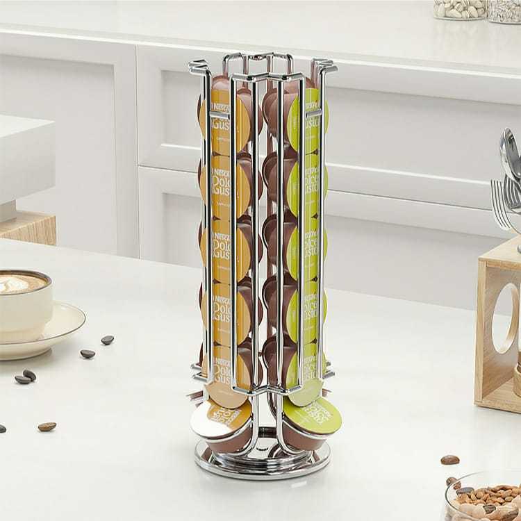 Porta 24 Cápsulas Dolce Gusto 360º Inox Escritório Cozinha