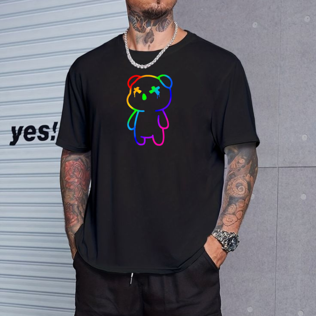 Camiseta Streetwear Urso Colorido Tumblr Unissex Camisa Premium Envio Imediato