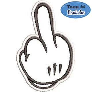 Patch Bordado Dedo do meio 7x4,5 cm Cód.3300 Você escolhe a fixação!