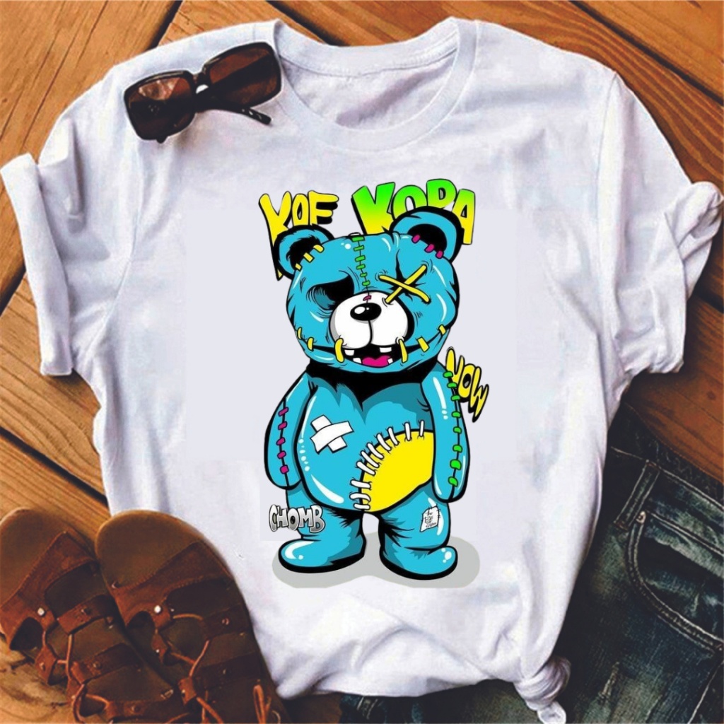 Camisetas Femininas Blusinhas T-Shirts Estampadas Ursinho Kora