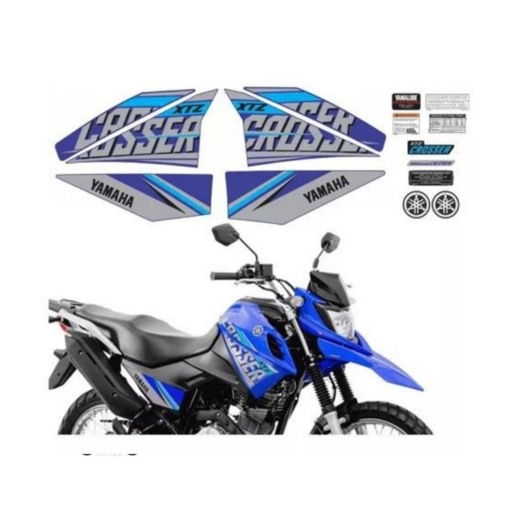 Jogo De Adesivo Faixa Xtz 150 Crosser 2019 2020 Azul | Shopee Brasil