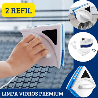 Limpador Vidros Janelas Magnético Aquários Rodo Mágico Dupla Face com Super Imã - 2 REFIL