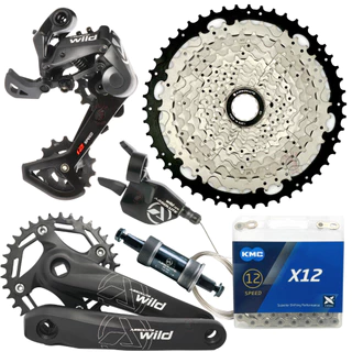 GRUPO RELAÇÃO ABSOLUTE WILD 2 12V CASSETE K7 11/50 COROA 34D CÂMBIO ALAVANCA CORRENTE KMC 1X12 MTB