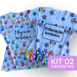 Kit 2 T-shirt Blusa Feminina Educação Inclusiva Mãos Camisa Blusa Feminina Inclusão
