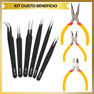 Kit Conjunto Pinças Antiestáticas Eletrônica Artesanato Joalheria Trabalhos Profissional