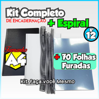 Kit Encadernação Completo Capa ContraCapa Espiral e Folhas Sulfite A4 já furadas