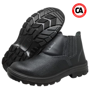 Botina De Segurança Couro Relax 010 Com C.A Bico Pvc Trabalho Feminina Masculina Cano Curto
