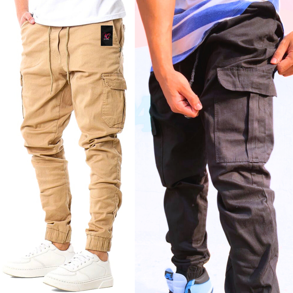Calças cargo Masculinas jogger Masculino Com punho