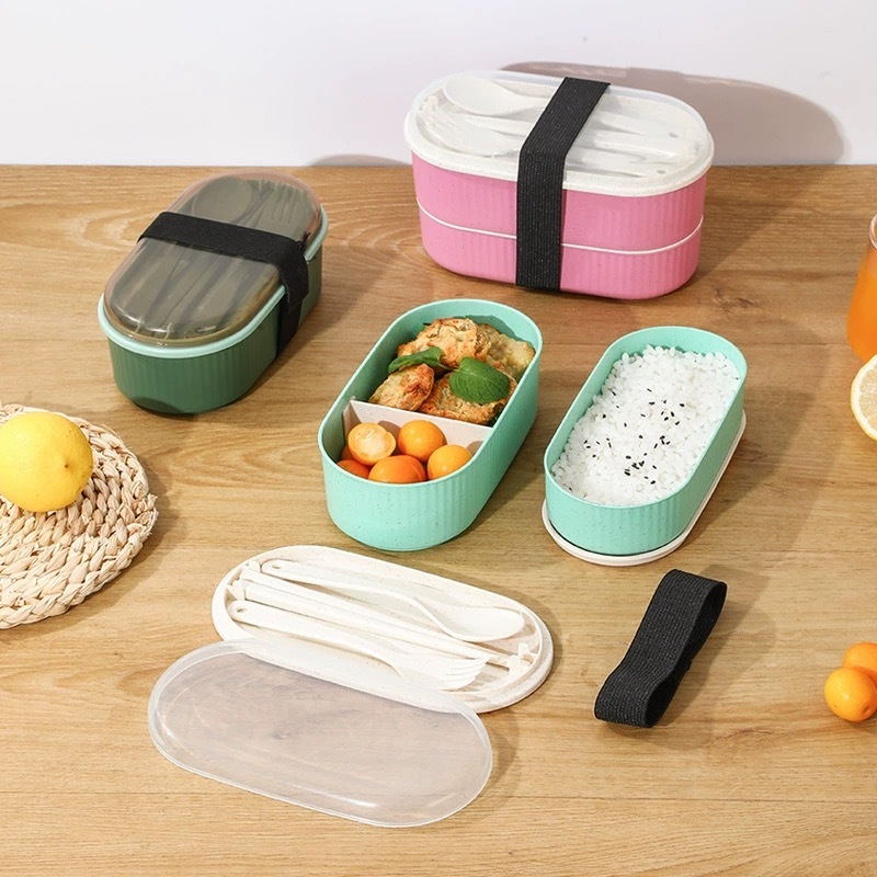 Pote Marmita 2 andares ecológica Lunch box de BPA Com Garfo E