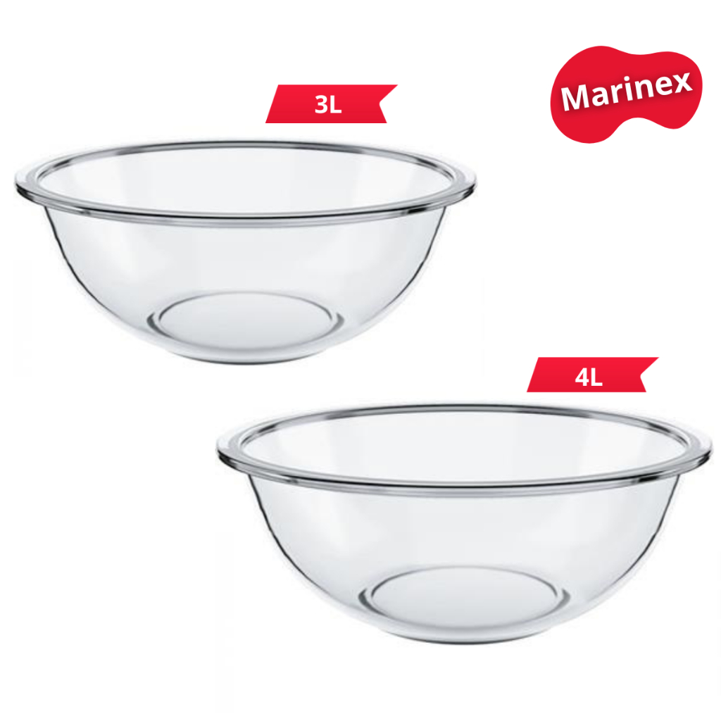 Tigela de Vidro Marinex Preparo Saladeira 4 Litros Bowl Grande