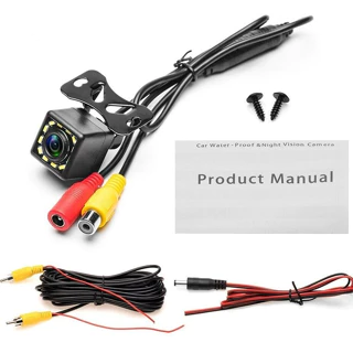 （Envio de São Paulo）ESSGOO Câmera De Visão Traseira 12LED Infravermelho 170 Graus HD Night Vision Auto Parking Vídeo À Prova D