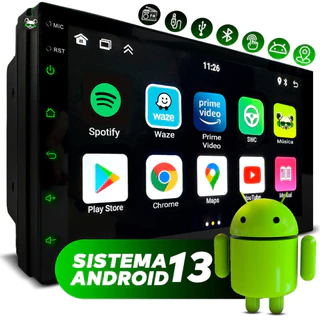（Envio de São Paulo）ESSGOO Central Multimidia Android 13 2GB 4GB 7 Pol 2 Din Espelhamento USB Bluetooth GPS Integrado