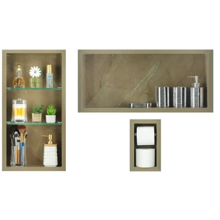 Nicho Em Porcelanato Para Banheiro - kit com 3 peças (Cardigan Lux)