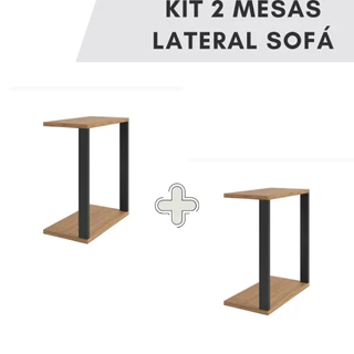 KIT 2 Mesinhas - Lateral Para Sofá Estilo Industrial 100% MDF, Mesa de Apoio, Mesa Auxiliar de sofá, Mesa de Canto