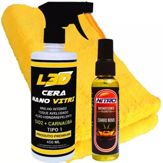 Cera Automotiva L3D Com Aromatizante Spray CARRO NOVO e Flanela De Microfibra