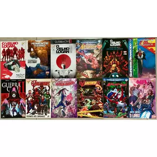 Kit Com 12 HQS - Marvel/ DC - Guerra Civil, O velho logan, Vingadores, Superman, Homem Aranha , Homem de ferro e Arlequina - Kit 2 (novo)