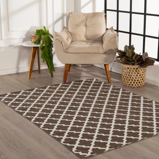Tapete Jacquard Geométrico 2,00cm x 1,40cm Antiderrapante Para Sala Escritório Quarto
