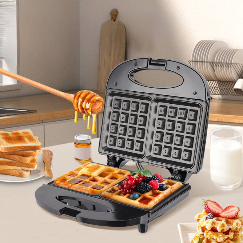 Máquina Waffle Elétrica 110V Grill Antiaderente Portatil