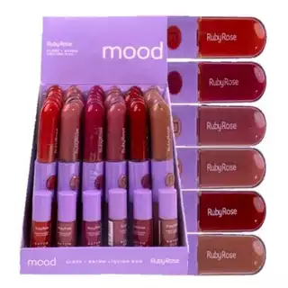 Batom e Gloss Líquido DUO Mood Ruby Rose F569
