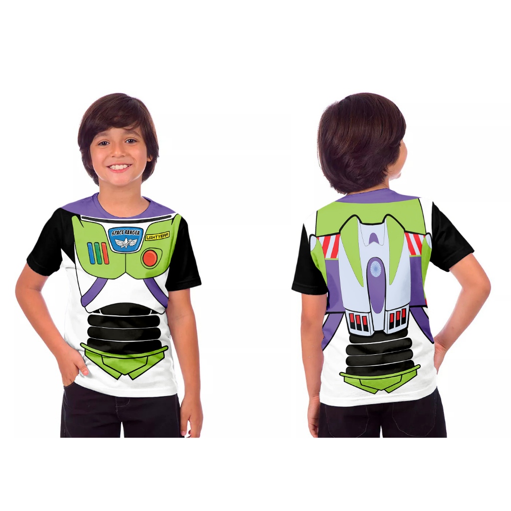 Camisa Masculina Infantil Cosplay Menino Toy Buzz