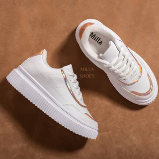 Tenis Feminino Adulto Plataforma Branco Sola Alta 4 cm 34 ao 39
