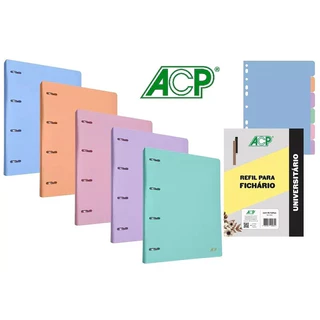 Fichário Argolado Cores Pastel Universitário Sweet ACP + Bloco e Divisórias