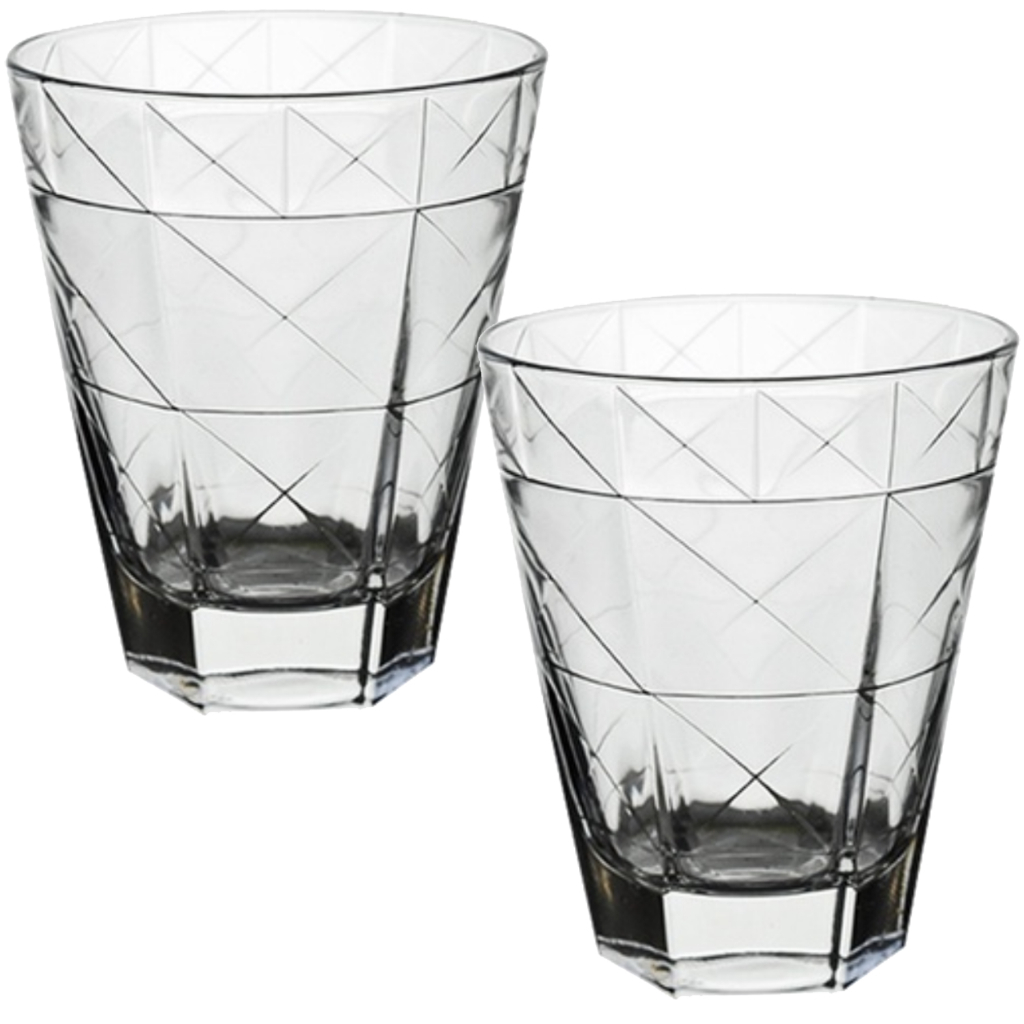 2 Copos Vidro Porto Fino Importados do Egito - Drink Luxo Estilo Formato Hexagonal - 250ml