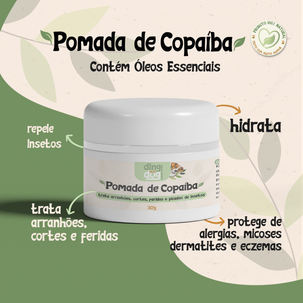 Pomada Multifuncional Natural de Copaíba Arranhões Cortes Feridas e Picadas de Insetos