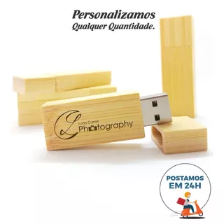 Pen drive de Madeira 4gb 8gb 16gb 32gb 64gb Personalizado Gravado com Nome ou Logo em Colorido ou Laser Ecológico