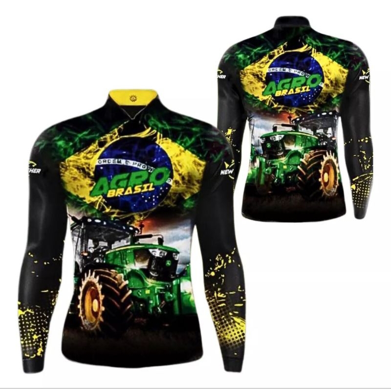Camisa Camiseta blusa Agro com proteção solar