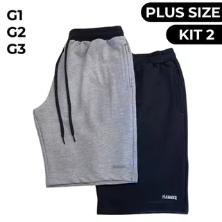 Kit 2 Bermudas de Moletom Com Bolso Shorts Casual Plus Size Tamanhos Grandes G1 G2 G3 Confortável