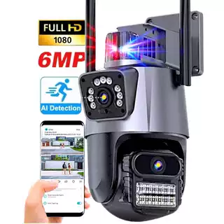 Câmera Dupla WiFi 8X Zoom - 6MP Full HD 4K com Alarme Integrado Detecção Humana e Reconhecimento Facial
