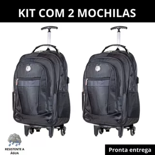 Kit 2 Mochilas executiva de Rodinha 40 Litros Puxador Reforçado Cabo De Aço em Oferta na Shopee