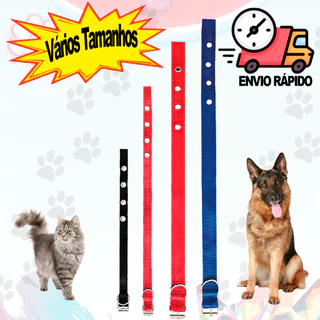 Coleira para Cachorro Todos Tamanhos Reforçada de Nylon