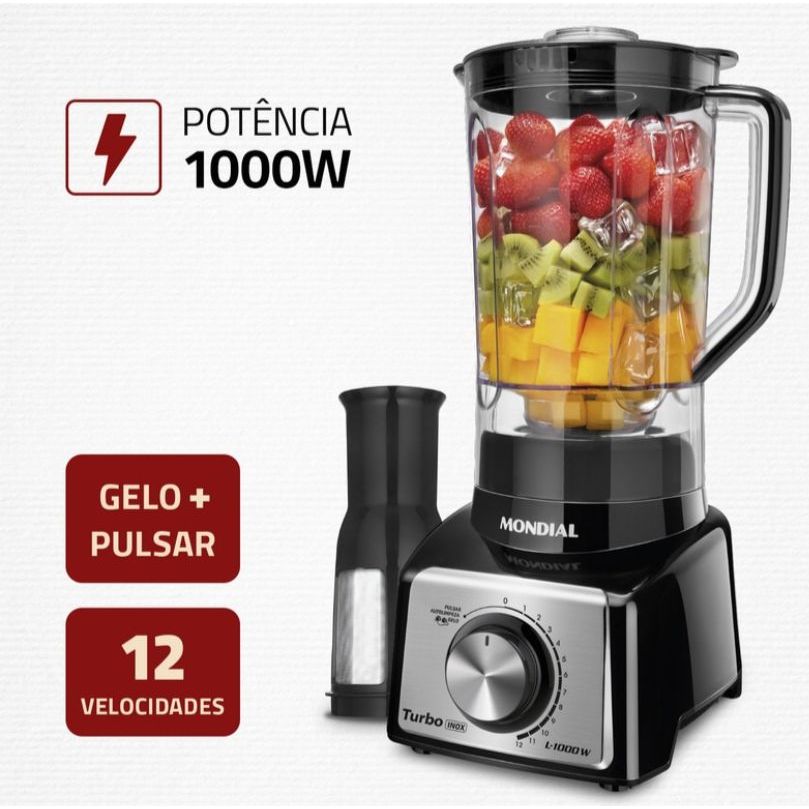 Liquidificador Mondial Turbo L-1100 watts 110v/127v | Shopee Brasil