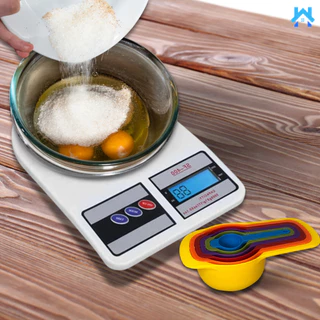 Balança Digital De Precisão Cozinha 10kg Nutrição E Dieta + Conjunto Kit Medidor 6 Peças Colheres Xícaras