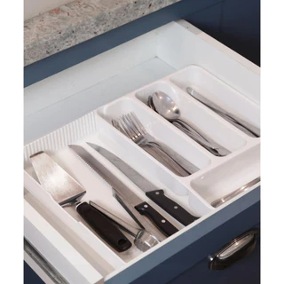 Organizador de Gaveta Extensível Garfo Faca Colher Talheres Utensílios Branco Arthi