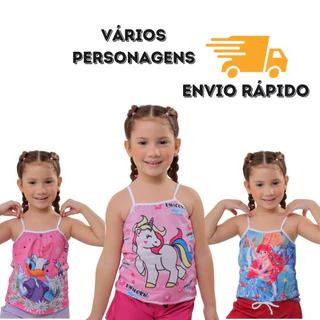 Kit 3 Blusas De Malha Infantil Feminina Malha Para o Dia a Dia Blusa Básica Alca Roupa de Menina